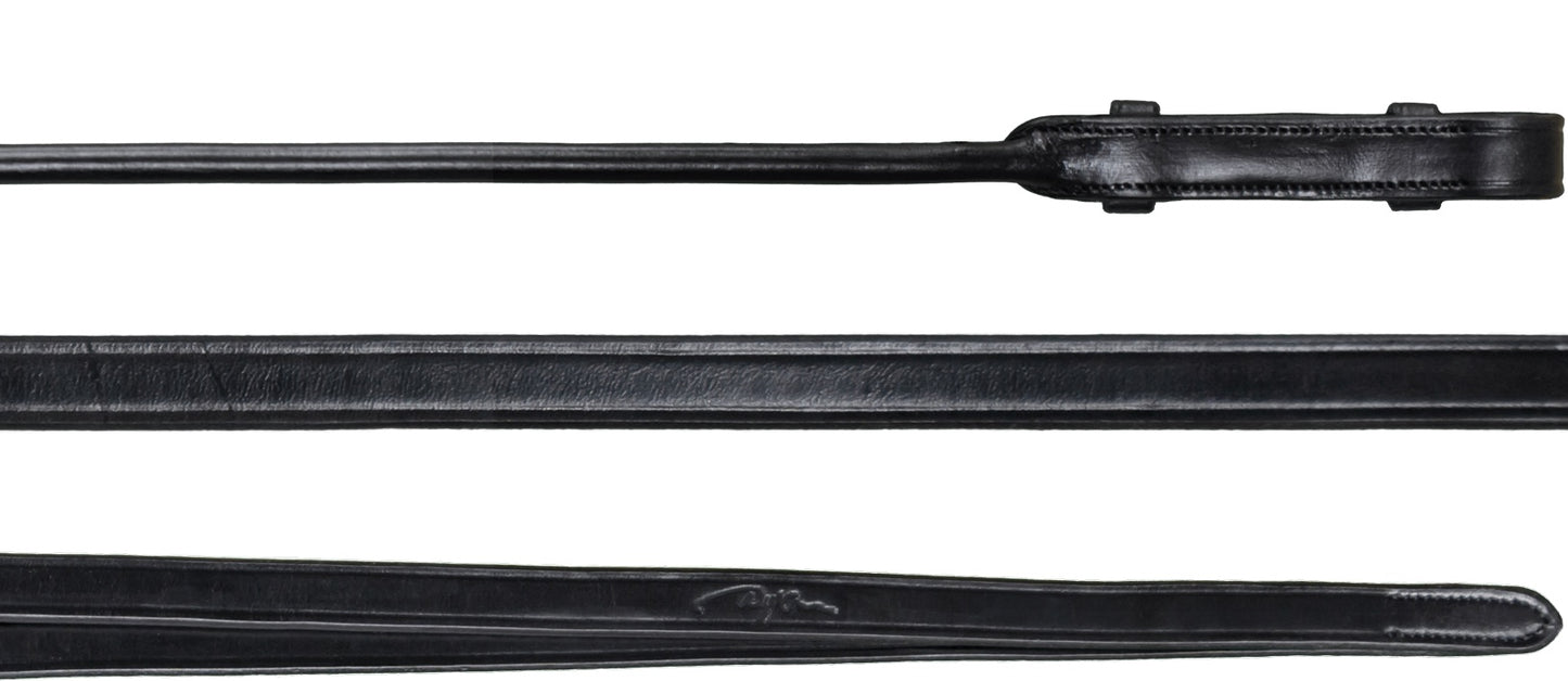 Dy'on Round Leather Collection - Double Bridle Reins - Black Full - Curb Rein - Little Equine Co.