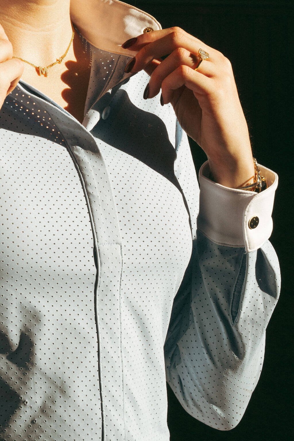 Vala Equestrian Mesh Show Shirt Long Sleeve - Powder Blue - Little Equine Co.