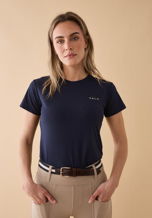 VALA Equestrian Mesh Tee - Navy - Little Equine Co.