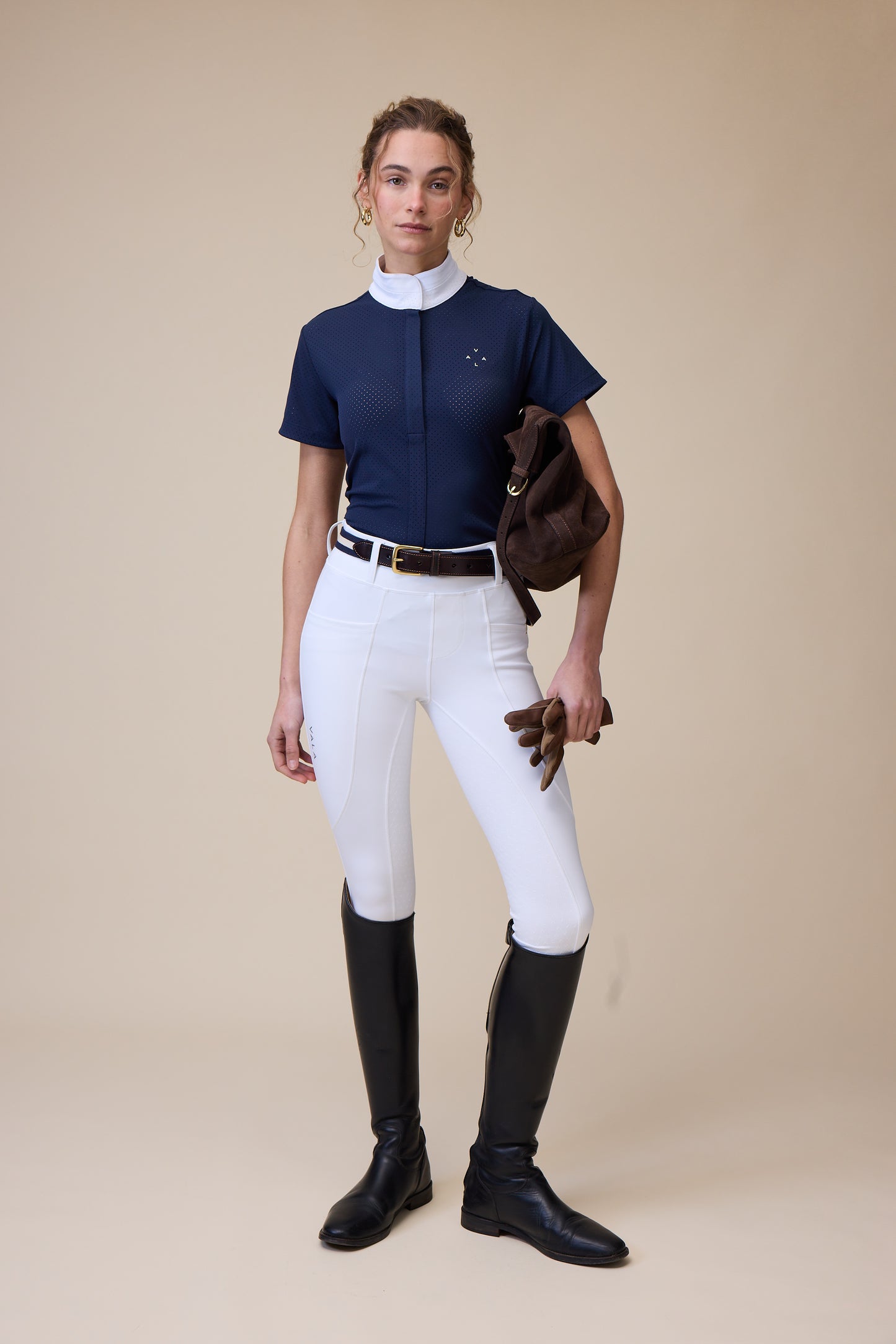 Vala Equestrian Mesh Show Shirt Short Sleeve - Navy - Little Equine Co.