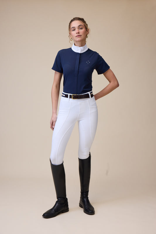 Vala Equestrian Mesh Show Shirt Short Sleeve - Navy - Little Equine Co.