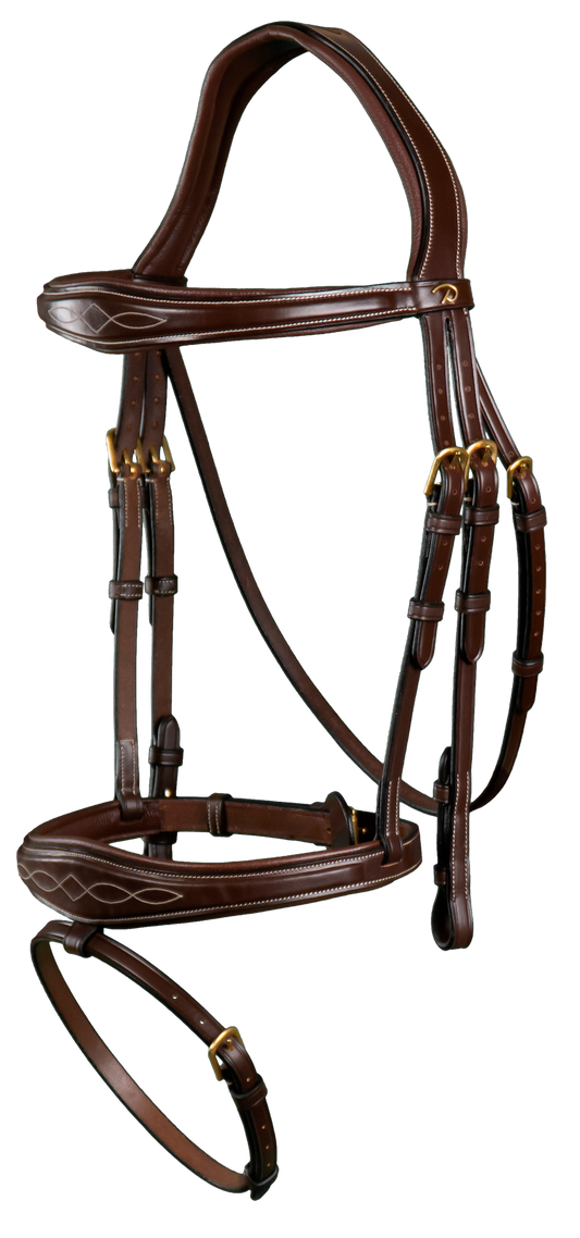 Dy'on D Collection - Anatomic Flash Noseband Brown Bridle - Little Equine Co.