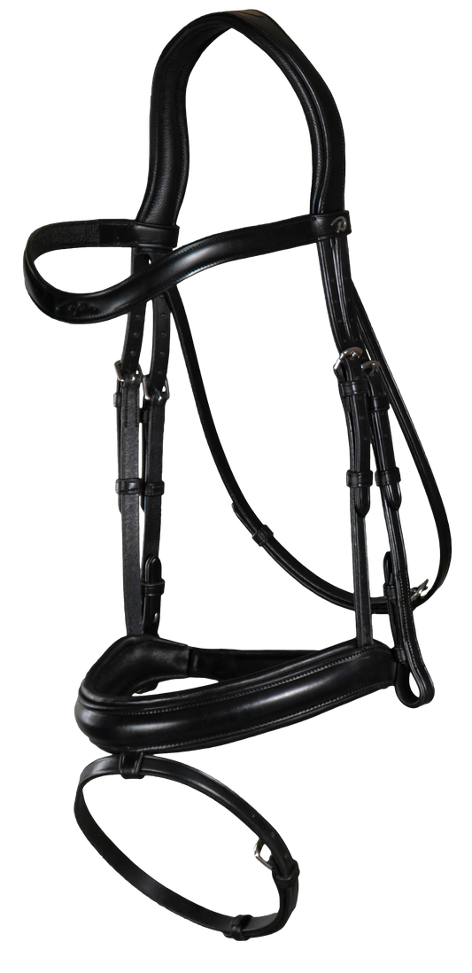 Dy'on New English Collection - Matte Medium Noseband Bridle with Flash - Black Full - Little Equine Co.